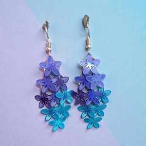 Blue and Purple Elegant Floral Earrings
